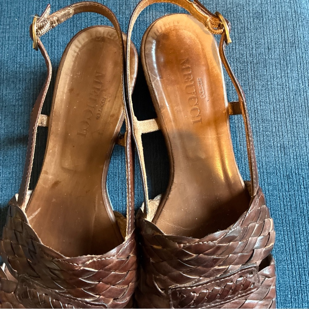 Sesto Meucci vintage brown woven sling back sandals size 8.5 - Picture 5 of 6